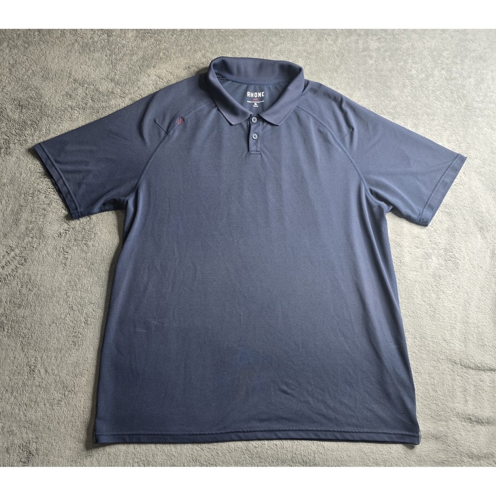 Rhone Pique Polo Shirt Mens XL Delta Raglan Performance Stretch Navy Blue